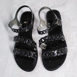 Extreme Stylish Beach Flat Sandals Size 8 Black Water resistant Comfort Bx034